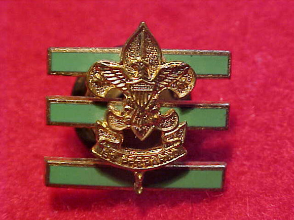 JUNIOR ASSISTANT SCOUTMASTER PIN, 17X15MM, CIVILIAN WEAR, SCREW BACK