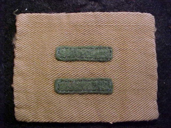 PATROL LEADER, 1914-33, TAN CLOTH, 7MM WIDE BARS, 75X60MM, USED-VERY GOOD COND.