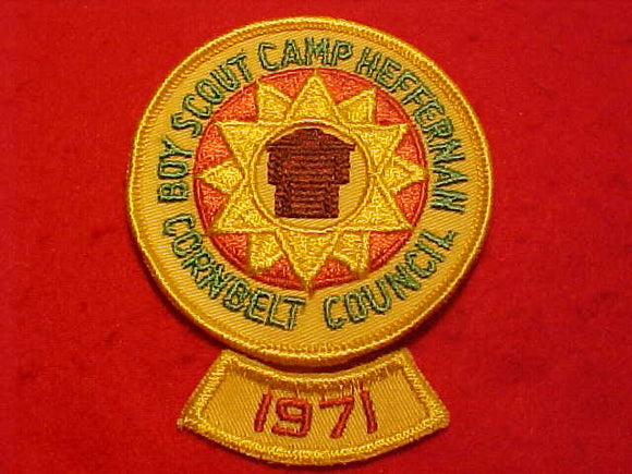 HEFFERNAN PATCH + 1971 SEGMENT, CORNBELT COUNCIL, ROLLED BDR.