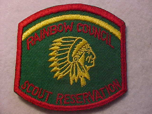 RAINBOW COUNCIL SCOUT RESV., 1950'S, GREEN TWILL BKGR.