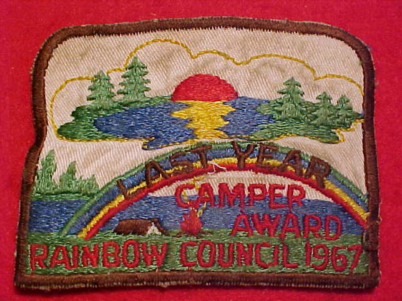 RAINBOW COUNCIL, 1967, LAST YEAR CAMPER AWARD, USED