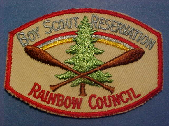 RAINBOW SCOUT RESV., 1950'S, WHITE TWILL BKGR.