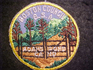 ADAMS POND CAMP PATCH, BOSTON COUNCIL, 1950'S