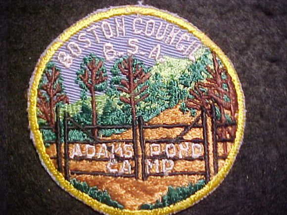 ADAMS POND CAMP PATCH, BOSTON COUNCIL, 1950'S