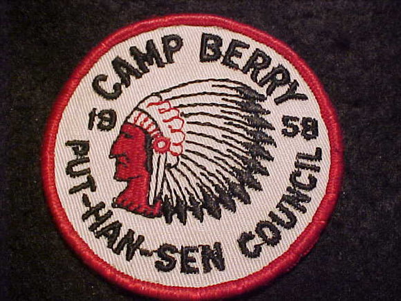 BERRY CAMP PATCH, 1958, PUT-HAN-SEN COUNCIL, USED