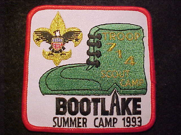 BOOTLAKE SUMMER CAMP PATCH, 1993, TROOP 714