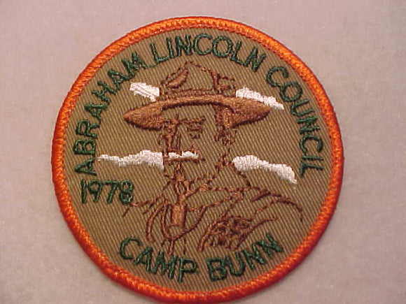 BUNN CAMP PATCH, 1978, ABRAHAM LINCOLN COUNCIL