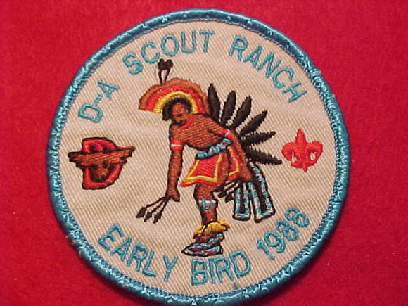 D-BAR-A SCOUT RANCH PATCH, 1988, EARLY BIRD, USED