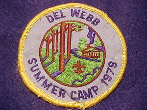 DEL WEBB CAMP PATCH, 1978 SUMMER CAMP, USED