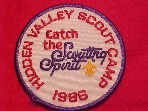 HIDDEN VALLEY SCOUT CAMP PATCH, 1986