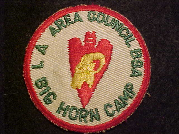 BIG HORN CAMP PATCH, L.A. AREA COUNCIL, 1950'S, USED