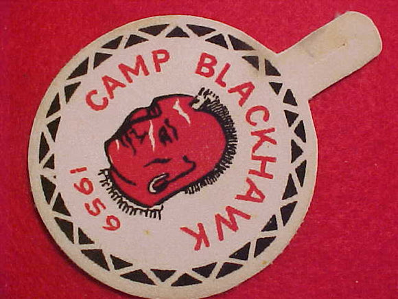BLACKHAWK CAMP PATCH, 1959, SILKSCREEN ON FABRIC
