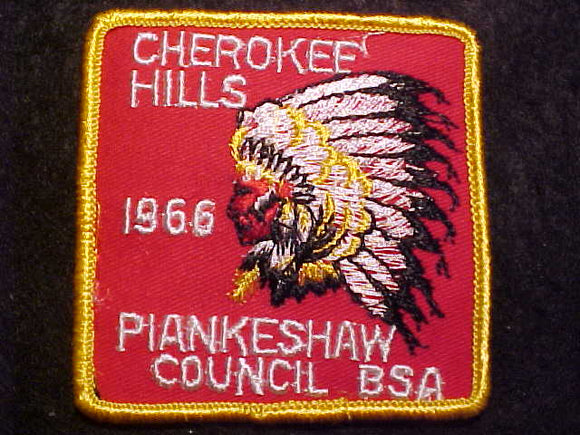 CHEROKEE HILLS CAMP PATCH, 1966, PIANKESHAW COUNCIL