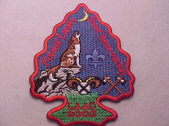 FOREST LAWN SCOUT RESV. PATCH, 2003, LAAC (LOS ANGELES AREA COUNCIL), RED BDR.