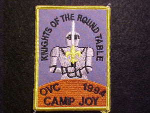 JOY CAMP PATCH, 1994, OKAW VALLEY COUNCIL, KNIGHTS OF THE ROUND TABLE