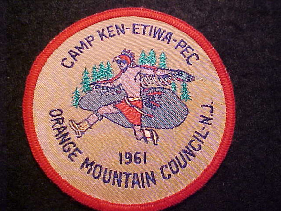 KEN-ETIWA-PEC CAMP PATCH, 1961, ORANGE MOUNTAIN COUNCIL, WOVEN