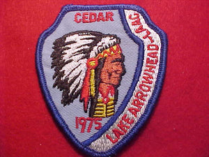 LAKE ARROWHEAD CAMP PATCH, 1975, CEDAR, LAAC (LOS ANGELES AREA COUNCIL)