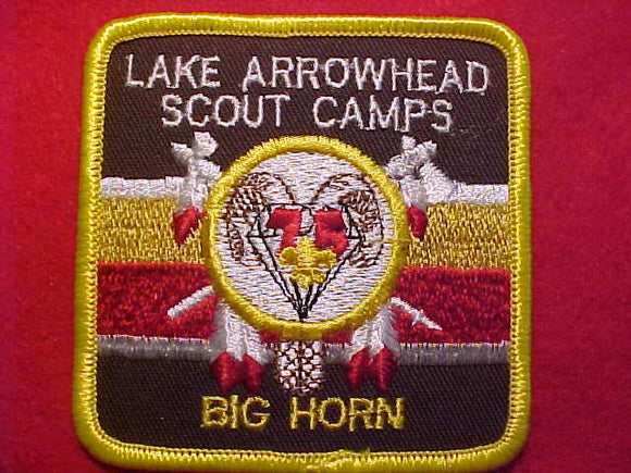 LAKE ARROWHEAD SCOUT CAMPS PATCH, BIG HORN, 1985, PB