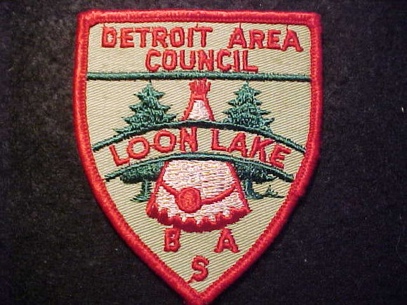 LOON LAKE CAMP PATCH, 1960'S, DETROIT AREA COUNCIL