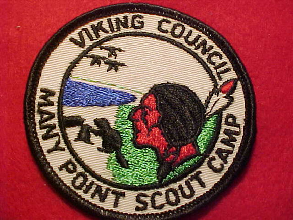 MANY POINT SCOUT CAMP PATCH, 1960'S, VIKING COUNCIL