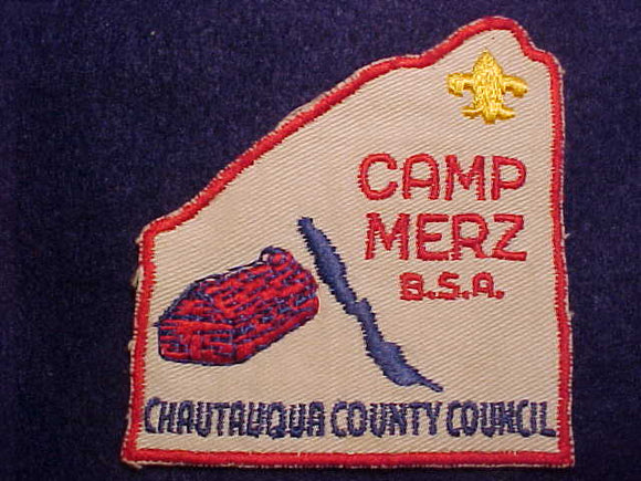 MERZ CAMP PATCH, CHAUTAUQUA COUNTY COUNCIL, 1950'S-60'S, USED