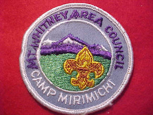 MIRIMICHI CAMP PATCH, 1960'S, MT. WHITNEY AREA COUNCIL