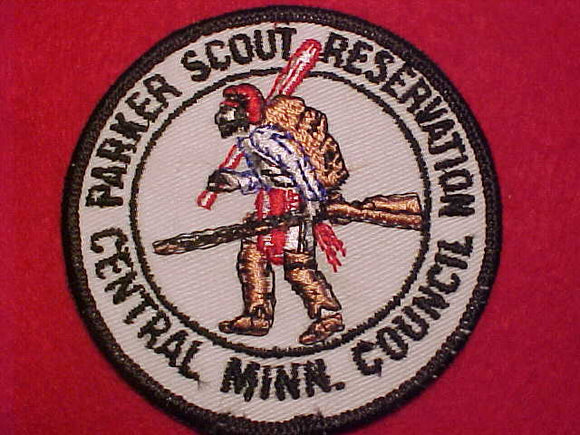 PARKER SCOUT RESV. PATCH, CENTRAL MINNESOTA COUNCIL, 1960'S, WHITE TWILL