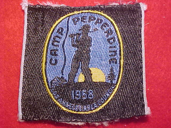 PEPPERDINE PATCH, 1958, LOS ANGELES AREA COUNCIL, WOVEN, USED