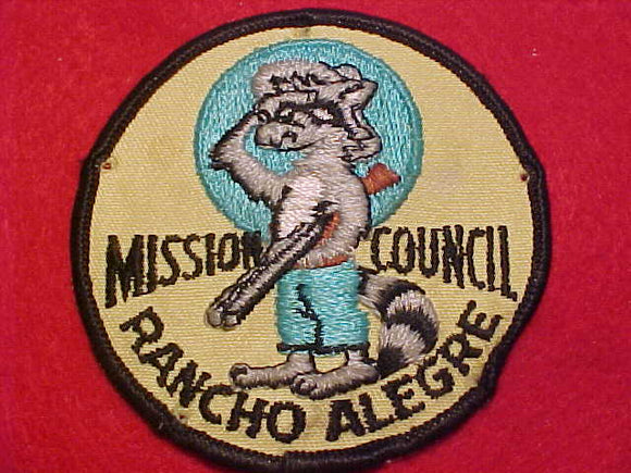 RANCHO ALEGRE PATCH, 1960'S, MISSION COUNCIL, USED