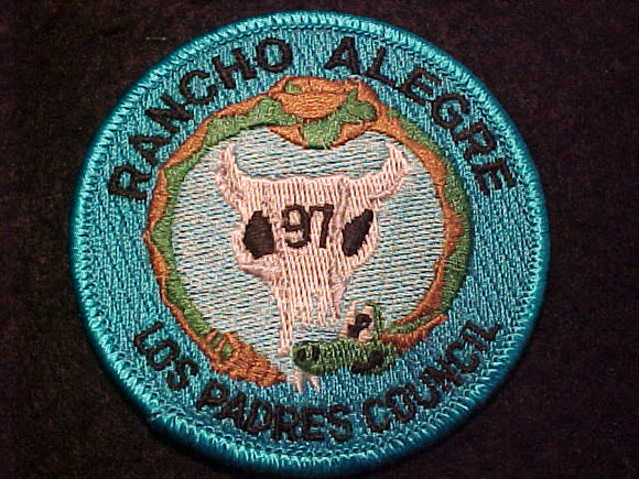 RANCHO ALEGRE PATCH, 1997, LOS PADRES COUNCIL, (LABELED ON BACK 