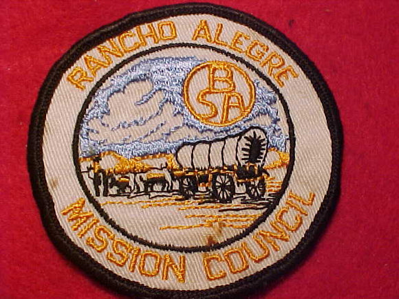 RANCHO ALEGRE PATCH, MISSION COUNCIL, 1960'S, USED