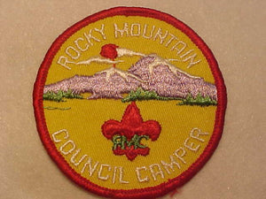 ROCKY MOUNTAIN COUNCIL CAMPER PATCH, 1960'S