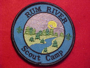 RUM RIVER SCOUT CAMP PATCH, BLACK BDR., 3" ROUND