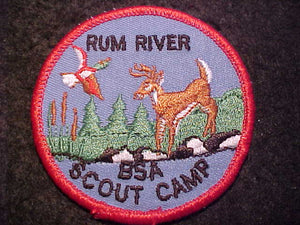 RUM RIVER SCOUT CAMP PATCH, RED BDR., 3" ROUND