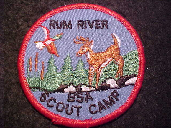 RUM RIVER SCOUT CAMP PATCH, RED BDR., 3