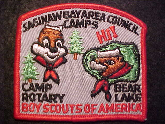 SAGINAW BAY AREA COUNCIL CAMPS PATCH, ROTARY/BEAR LAKE, 1960'S