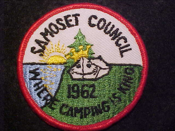 SAMOSET COUNCIL PATCH, 1962, WHERE CAMPING IS KING