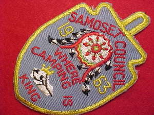SAMOSET COUNCIL PATCH, 1963, WHERE CAMPING IS KING