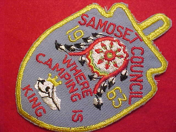 SAMOSET COUNCIL PATCH, 1963, WHERE CAMPING IS KING