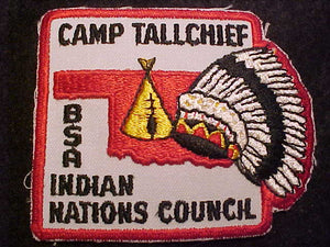 TALLCHIEF CAMP PATCH, 1960'S, INDIAN NATIONS COUNCIL