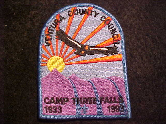 THREE FALLS CAMP PATCH, 1933-1993, VENTURA COUNTY COUNCIL