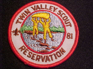 TWIN VALLEY SCOUT RESV. PATCH, 1981