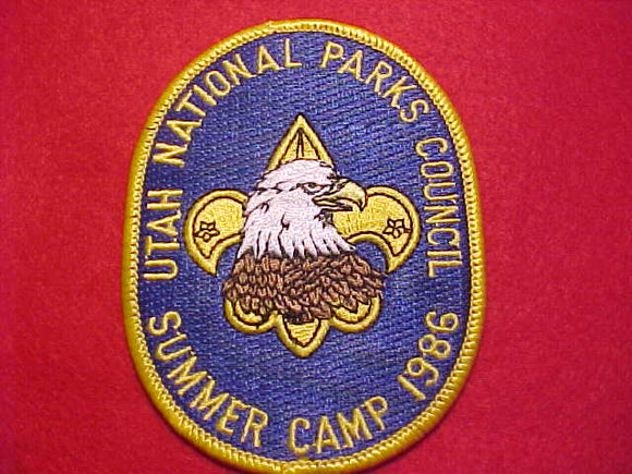 UTAH NATIONAL PARKS COUNCIL PATCH, 1986 SUMMER CAMP