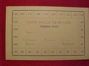VALLE DE BRAVO TRADING POST CARD, BOY SCOUTS OF AMERICA COUNCIL CAMP IN MEXICO, DIRECT SERVICE COUNCIL