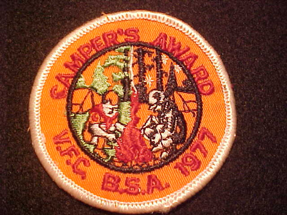 VALLEY FORGE COUNCIL PATCH, 1977 CAMPER'S AWARD