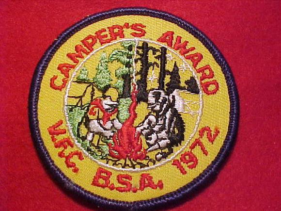 VALLEY FORGE COUNCIL PATCH, 1972 CAMPER'S AWARD