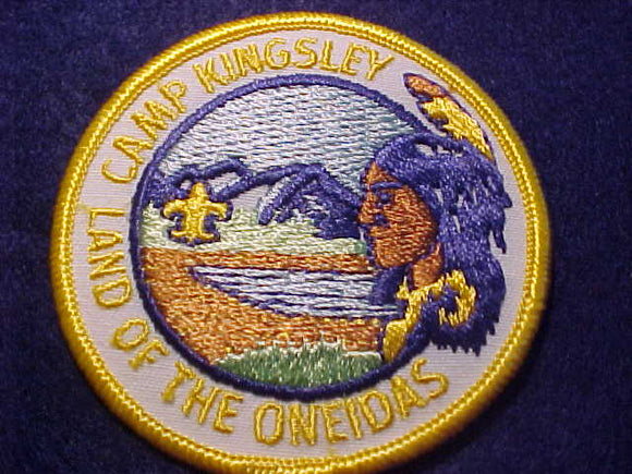 KINGSLEY CAMP PATCH, LAND OF THE ONEIDAS, YELLOW BDR.