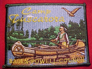 TUSCARORA CAMP PATCH, BADEN-POWELL COUNCIL, NO DATE, GREEN BDR.