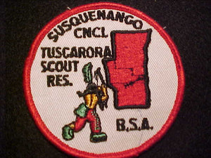 TUSCARORA SCOUT RESV. PATCH, 1960'S, RED BDR.