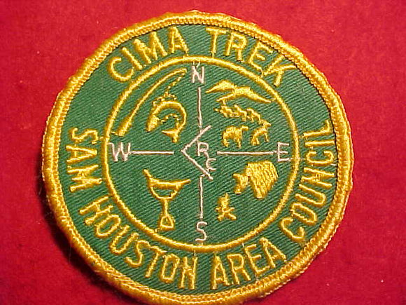 EL RANCHO CIMA TREK PATCH, SAM HOUSTON AREA COUNCIL, WHITE TWILL, USED